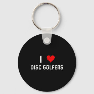 I Love Disc Golfers - Heart - Distressed Golf Golf Key Ring