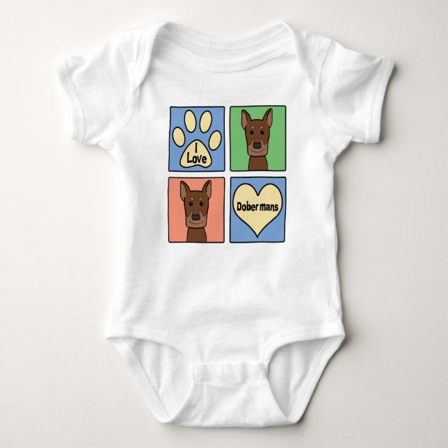 I Love Dobermans Baby Bodysuit (Front)