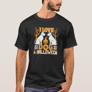 I Love Dog & Halloween Haunted Trees Pumpkin Costu T-Shirt