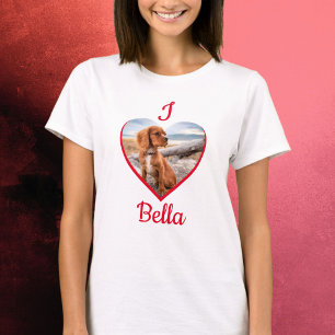 I love Dog Photo Name Heart T-Shirt