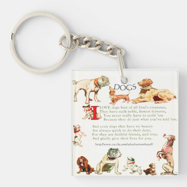 "I love Dogs best" Key Ring (Front)