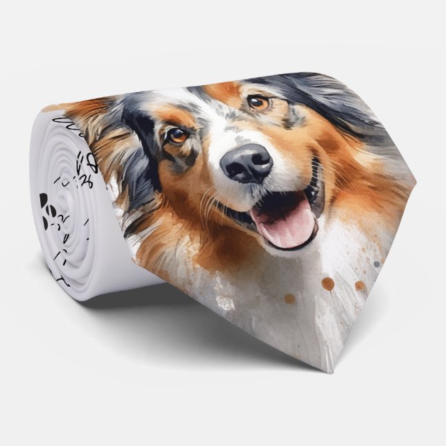 I Love Dogs Collie Dog Neck Tie (Rolled)