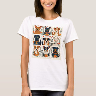 I Love Dogs – Folk Art 3x3 style T-Shirt
