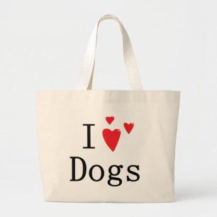 I Love Dogs Large Tote Bag