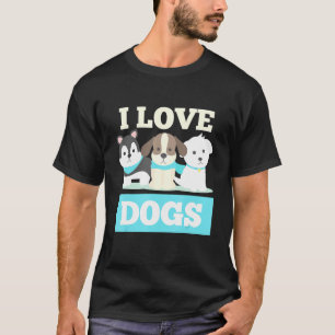 I Love Dogs Paw Print Heart Pet Lover Novelty T-Shirt