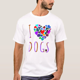  I Love Dogs T Shirt Heart Design Puppies Dog Gift