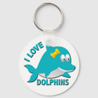 I LOVE DOLPHINS KEY RING