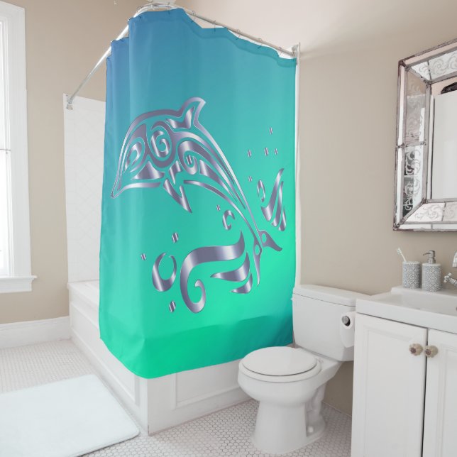 I Love Dolphins Shower Curtain (In Situ)