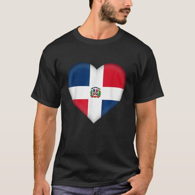 I Love Dominican Republic Dominican Flag Heart Out T-Shirt (Front)