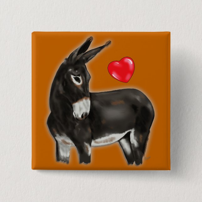 I Love Donkeys Demure Donkey 15 Cm Square Badge (Front)