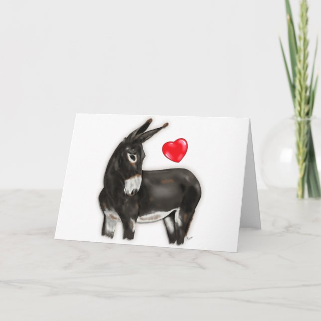 I Love Donkeys Demure Donkey Card (Front)