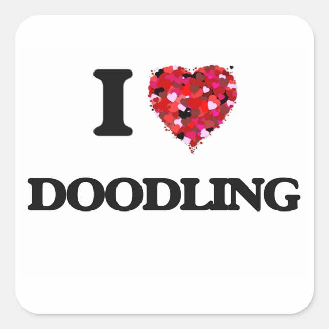 I love Doodling Square Sticker (Front)