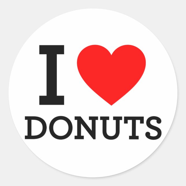 I Love Doughnuts Classic Round Sticker (Front)