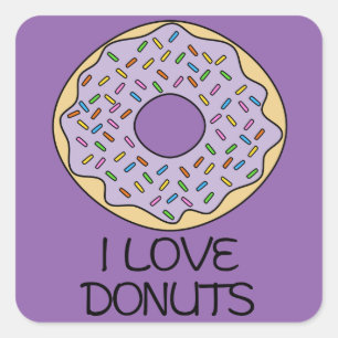 I Love Doughnuts Square Sticker
