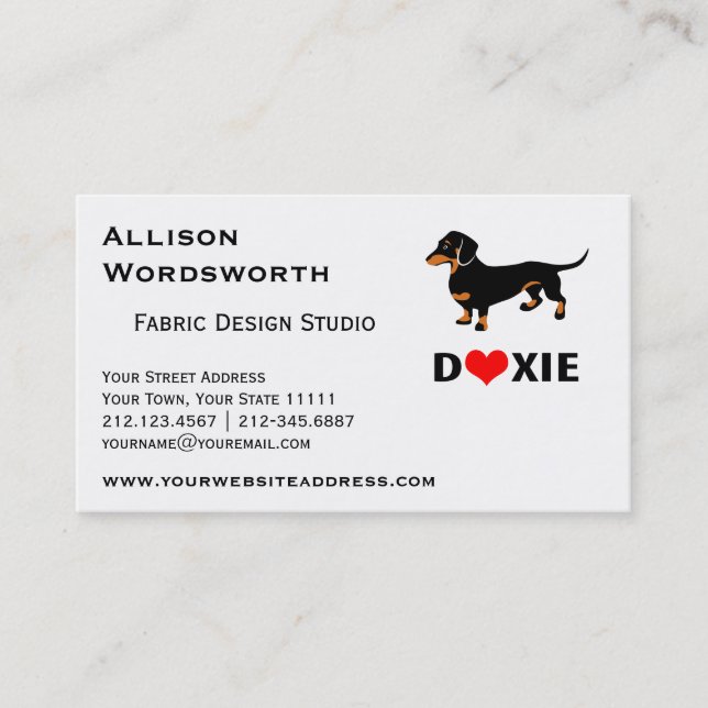 I Love Doxies - Black and Tan Dachshund Business Card (Front)