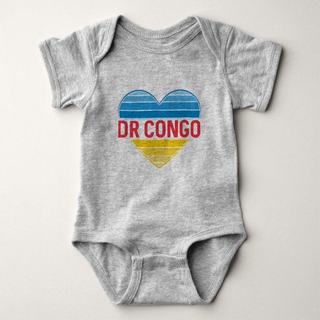 I Love DR Congo, Congo-Kinshasa Heart Baby Bodysuit (Front)