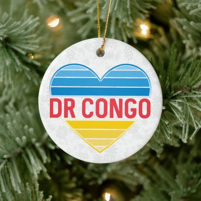 I Love DR Congo, Congo-Kinshasa Heart Ceramic Tree Decoration (Tree)