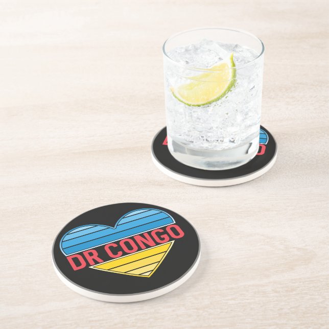I Love DR Congo, Congo-Kinshasa Heart Coaster (Side)
