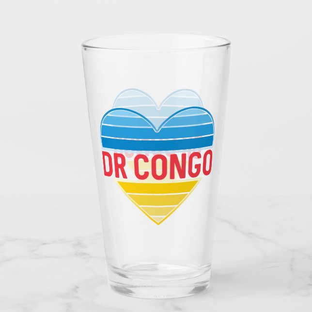 I Love DR Congo, Congo-Kinshasa Heart Glass (Front)