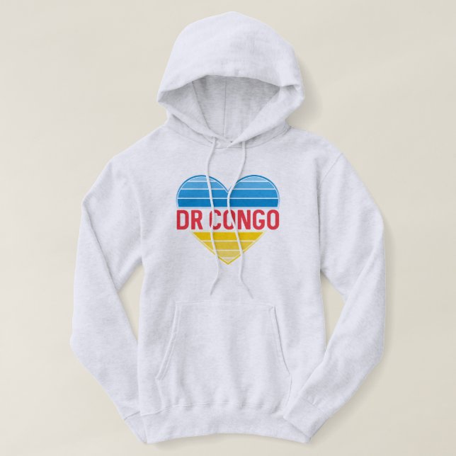 I Love DR Congo, Congo-Kinshasa Heart Hoodie (Design Front)