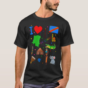 I love DR Congo Hand drawn Congolese Landmarks f T-Shirt