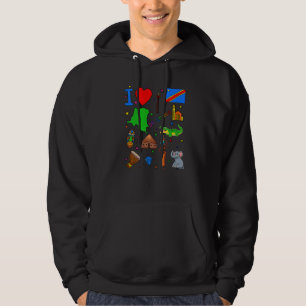 I love DR Congo Hand drawn Congolese Landmarks fla Hoodie