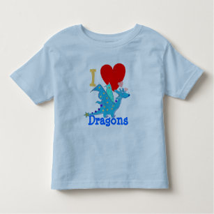 I Love Dragons Blue Dragon Cartoon Toddler T-Shirt