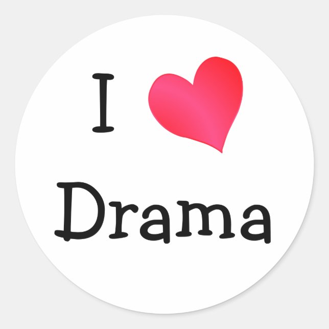 I Love Drama Classic Round Sticker (Front)