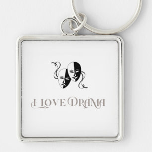 I Love Drama, Theatre Masks Performing Arts Key Ring
