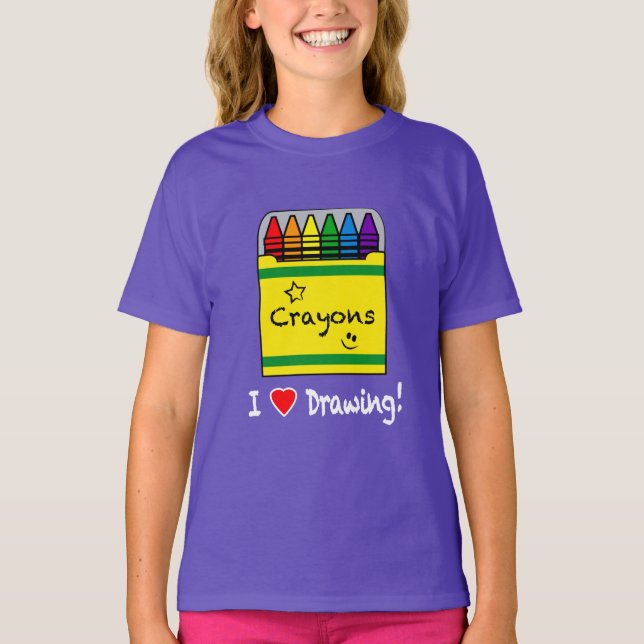 I Love Drawing with Crayons T-Shirt (Front)