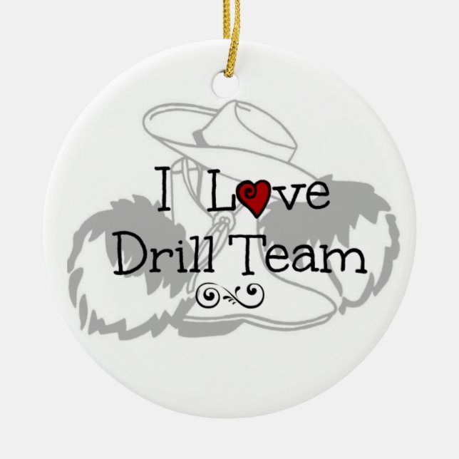 I Love Drill Team Ceramic Tree Decoration (Front)