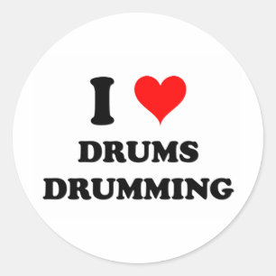 I Love Drums Drumming Classic Round Sticker
