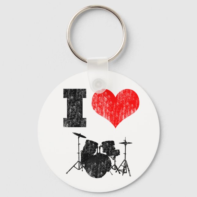 I Love Drums Key Ring (Front)