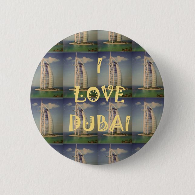 I Love Dubai 6 Cm Round Badge (Front)