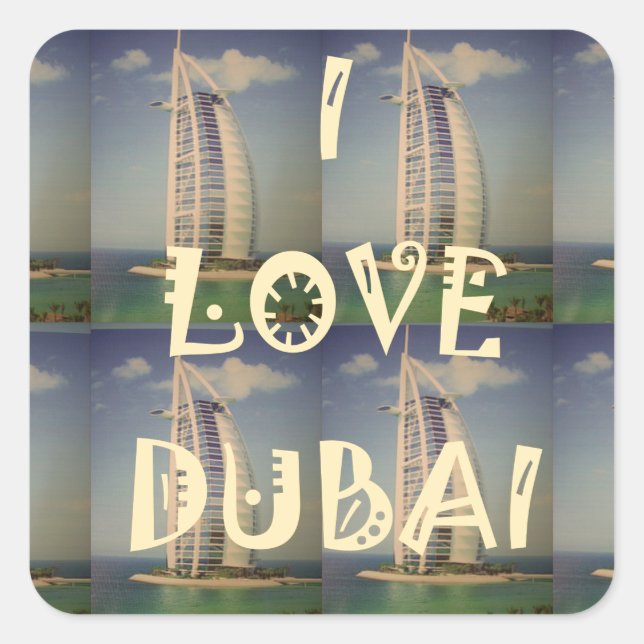 I Love Dubai Square Sticker (Front)