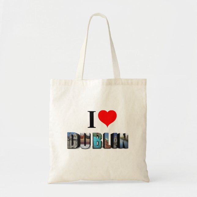 I Love Dublin Ireland 3D Travel Photo Tote Bag (Front)