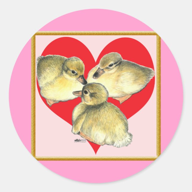 I Love Ducklings! Classic Round Sticker (Front)