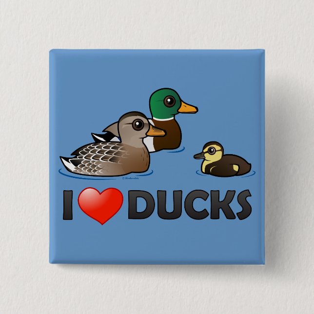I Love Ducks 15 Cm Square Badge (Front)