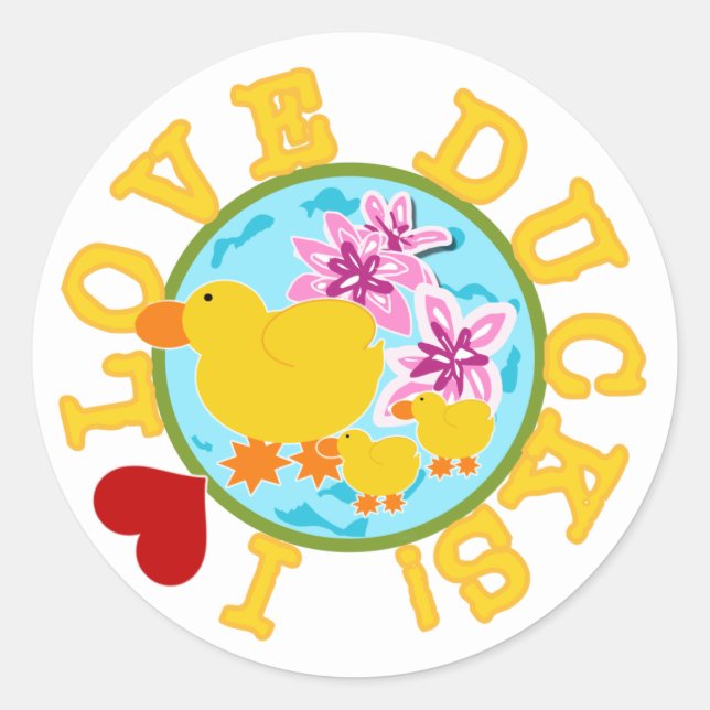 I Love Ducks Classic Round Sticker (Front)