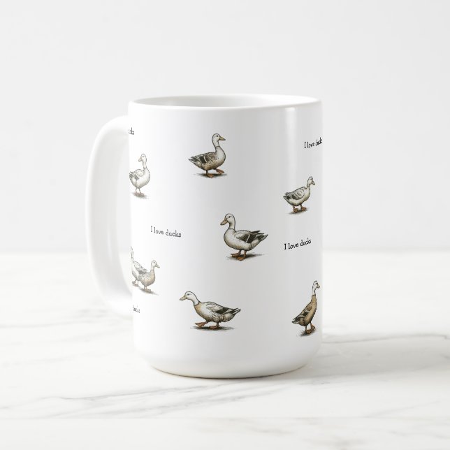 I Love Ducks Coffee Mug (Front Left)