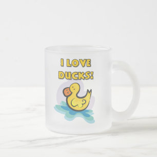 I Love Ducks Frosted Glass Coffee Mug