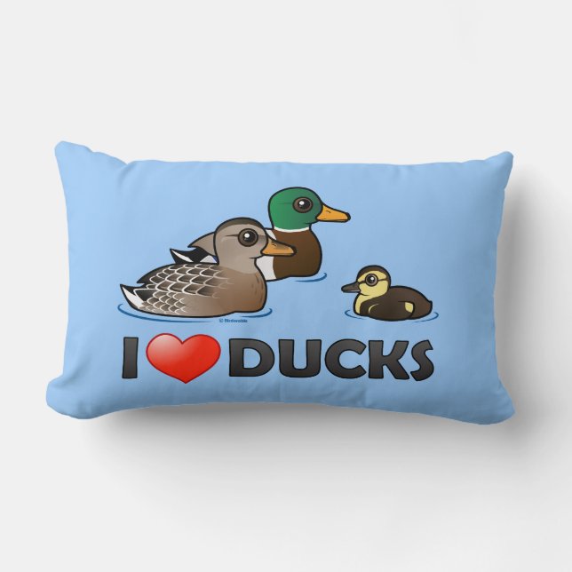 I Love Ducks Lumbar Cushion (Front)