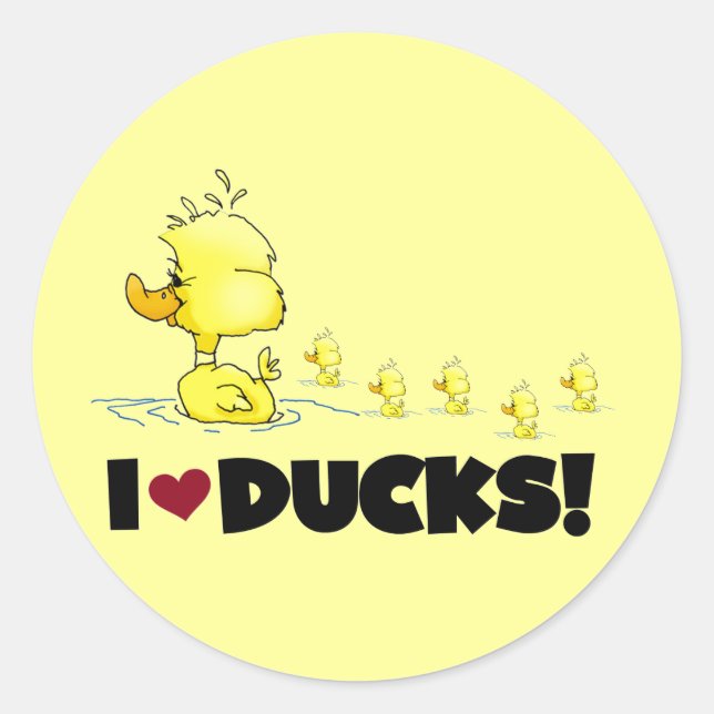 I Love Ducks Tshirts and Gifts Classic Round Sticker (Front)