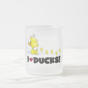 I Love Ducks Tshirts and Gifts Frosted Glass Coffee Mug