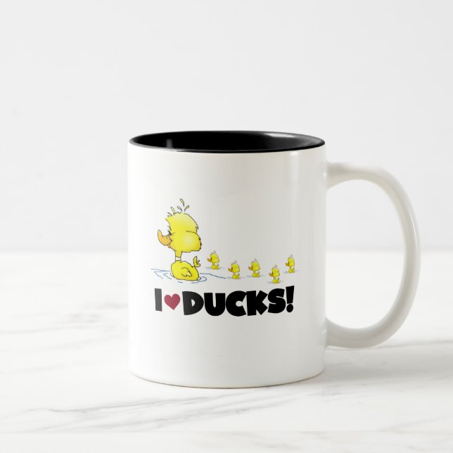I Love Ducks Tshirts and Gifts Two-Tone Coffee Mug (Right)