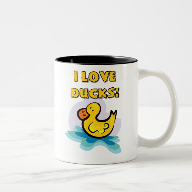 I Love Ducks Two-Tone Coffee Mug (Right)