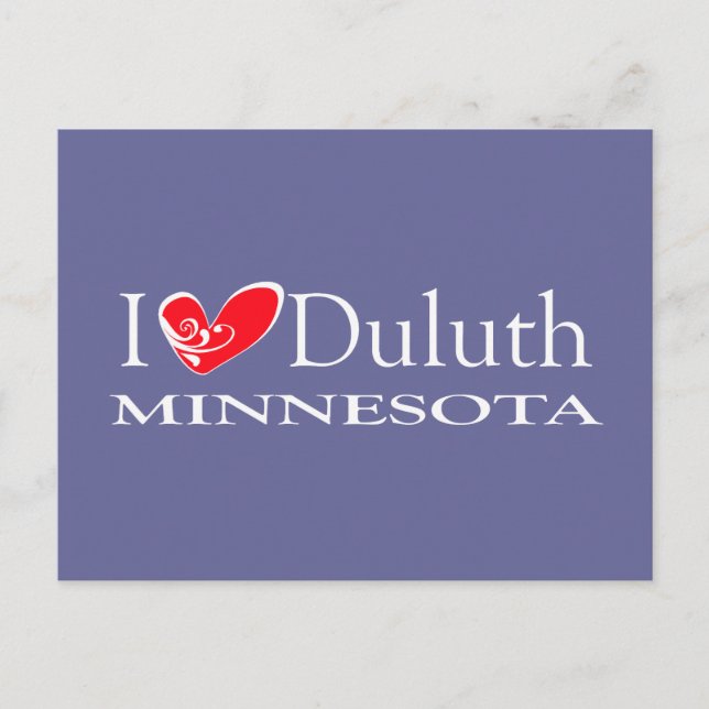 I Love Duluth Minnesota Postcard (Front)