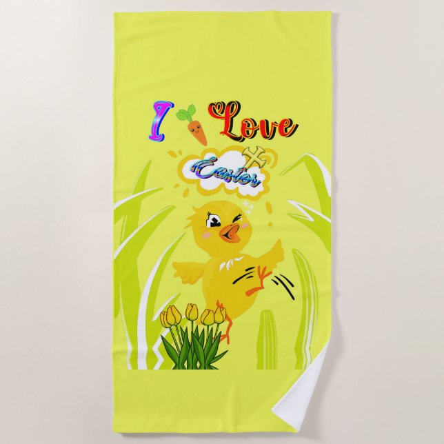 I Love Easter Beach Towel (Front)