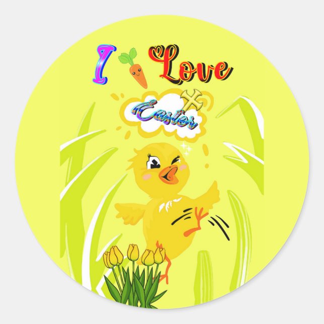I Love Easter Classic Round Sticker (Front)