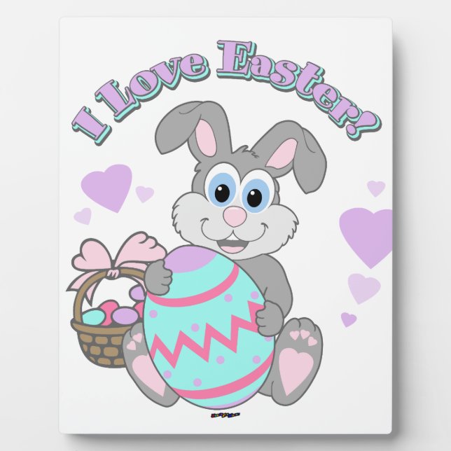I Love Easter! Easter Bunny Plaque (Front)